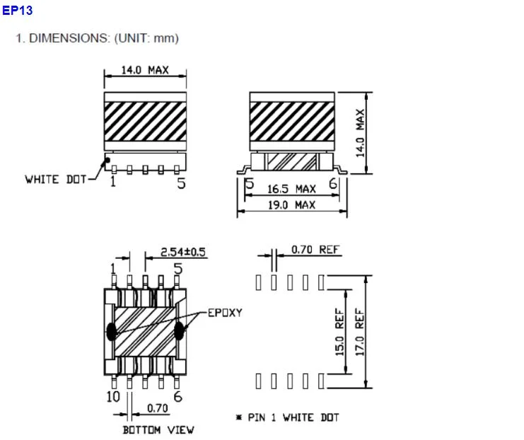 Cusutom Ep Series Ep13 SMD Transformer Electronics Transformer Switching Power Supply Electronic Transformer