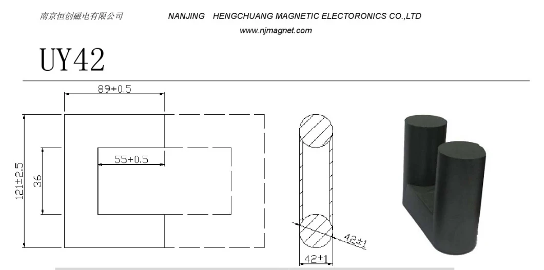 Mn-Zn Soft Ferrite Core (Uy Type) for Transformer Material N87 PC40 PC44